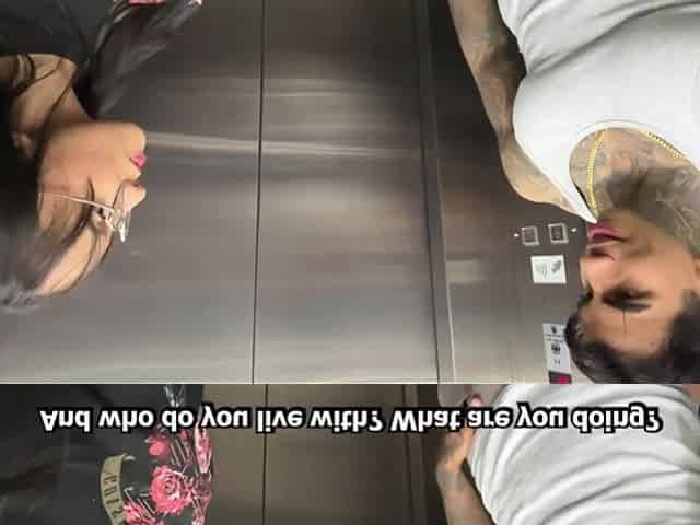 Enjoyment with a busty neighbor from the elevator to the dripping sperm