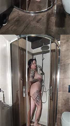 Tight Teen with Big Tits Inserts Dildo in Shower
