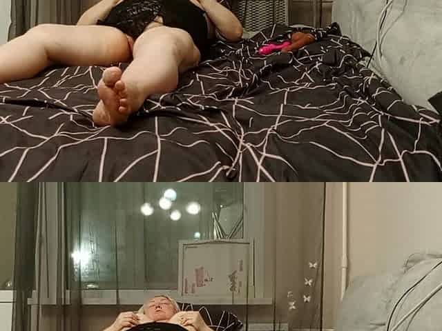 Neighbor Strokes Her Tits and Masturbates Her Big Pussy with Toys