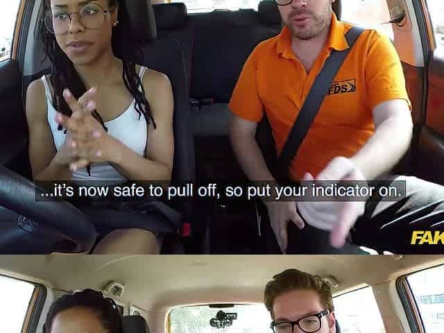 American Black Pornstar KIRA NOIR Visits Fake Driving School for Creampie
