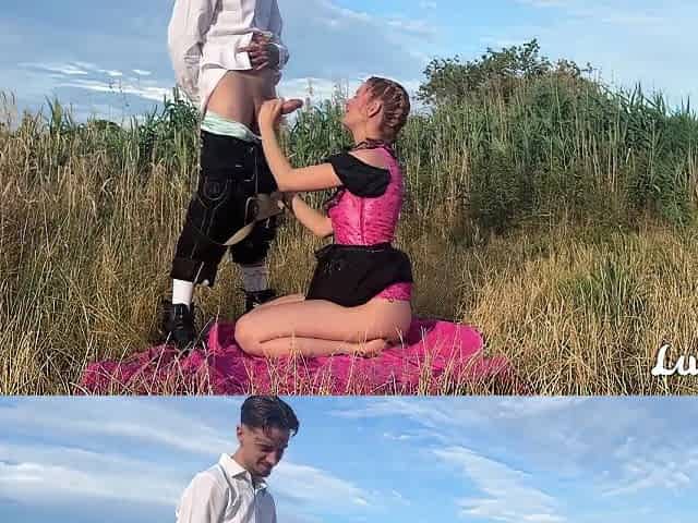 German Couple Fucks Outdoors Before Oktoberfest