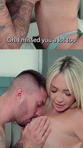 Blonde MILF with Huge Tits Fucks Me Sensually and Lets Me Cum on Her Tits