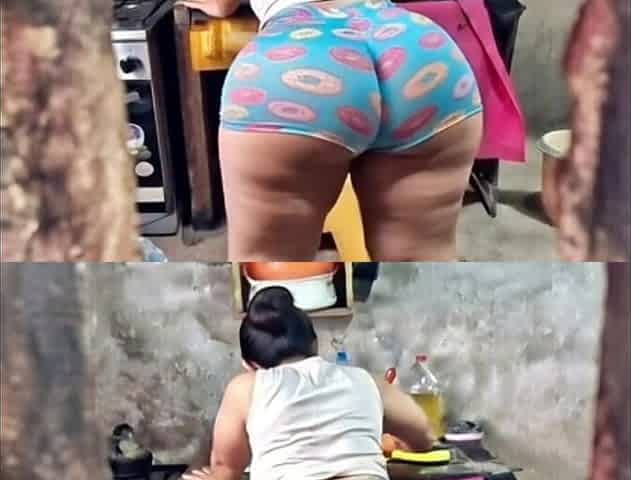 Big Ass Neighbor Engraved with Her Donut Shorts