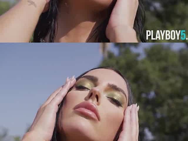 Large butt and tits brunette hair Playmate centerfold honey exposes anything
