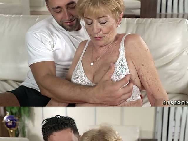 Kinky student fucks old nanny Malya and cums on her face