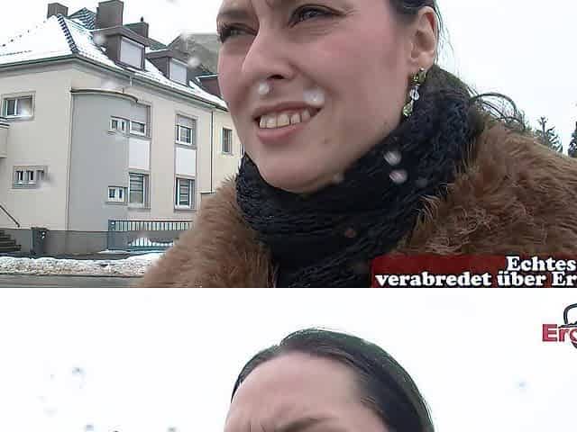 German gal next door doing job casting on the street