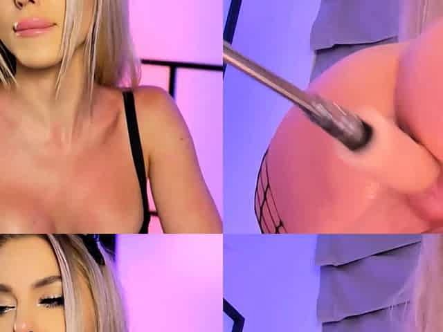 Hot Blonde Squirts Hard in Dual Cam View