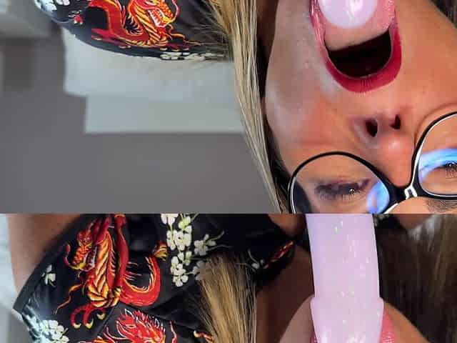 A Naughty Girl with Glasses Playing with Her Dildo