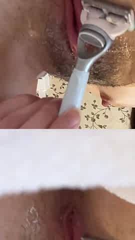 Shaving My Very Hairy Pussy Close up. Shaved Pussy and Small Breasts
