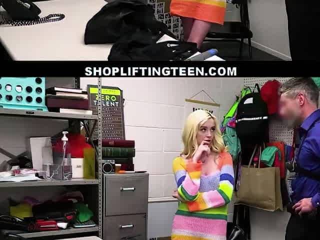 ShopliftingTeen - Slim Blond Teen Shoplifter Banged By Large Weenie Mall Cop After Undress Search And Agreement