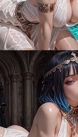 Empress Zahara Commands the Hall with a Single Glance, Servants Freezing at Her Silent Order - Ai Generated