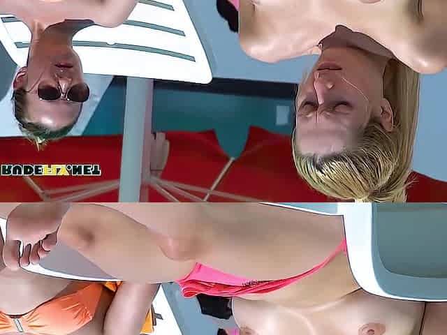Nude Beach Girls Casually Enjoys A Naked In Public - Sunny Day