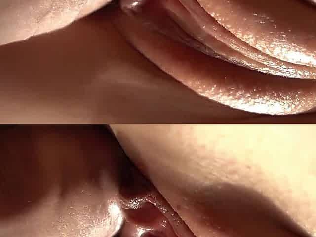 Close-up. Flooded her whole twat with goo