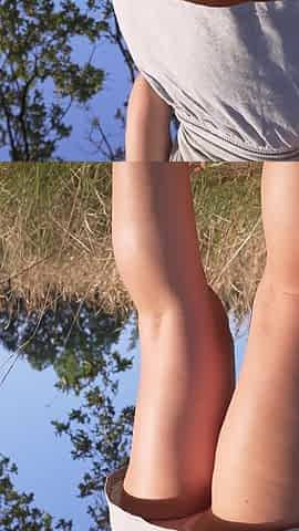 Girl in Short Skirt Flashing Full Back Panties Outdoors