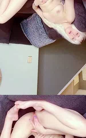 Perfect blond making solo masturbation