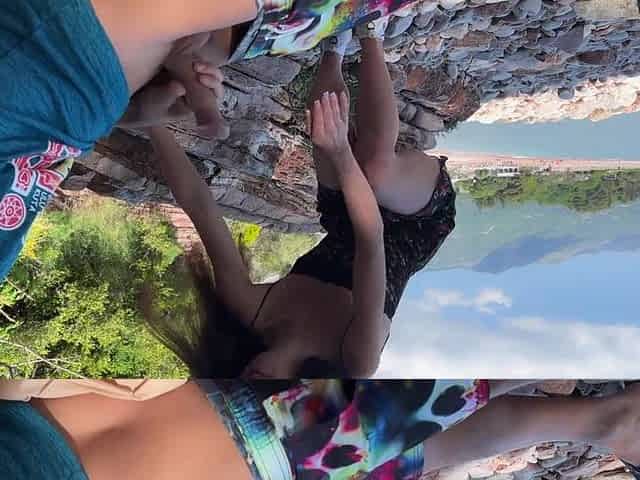 Public Dong Flashing on the Beach - I took his wang in my hand and helped him cum