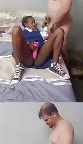 Hot 18 Year Old Fucks Vibrator and Sucks White Man