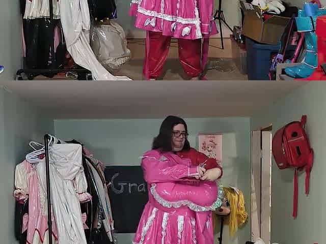 PVC Bonnet Sissy Layering and Laying in Daybed