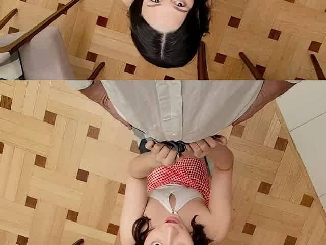 Small tit brunette gives a POV blowjob