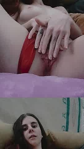 Candy fingering clitoris rubbing silent climax of a creamy vagina