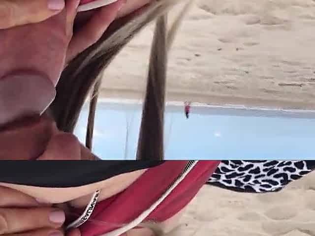 Anal creampie on a public beach
