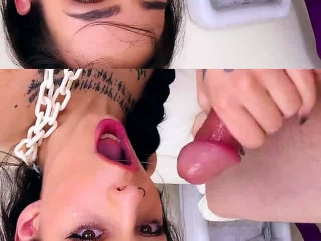 Brunette Alexa Throat Gapes Wide in Deep Anal Blowjob with