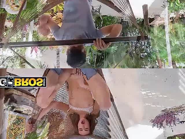 BANGBROS - Nikki Nicole Lets Her Stepbrother Screw Her After This guy Catches Her Masturbating Outside