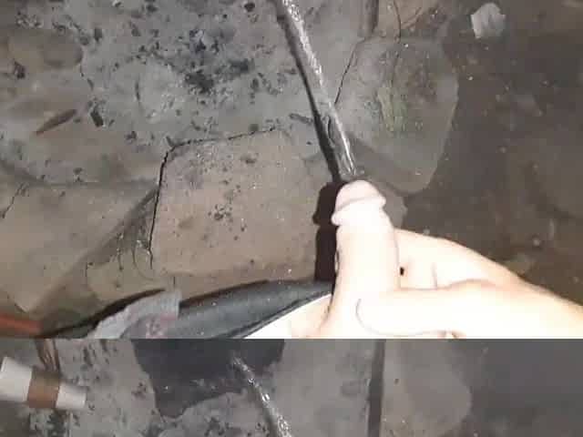 Pissing outside on the fire