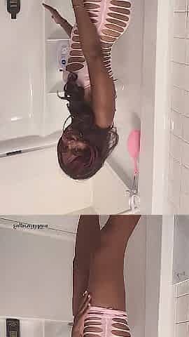 Moist vs. Dry Try On in Sheer Pink Costume. - Natural Tiny Gal Next Door.
