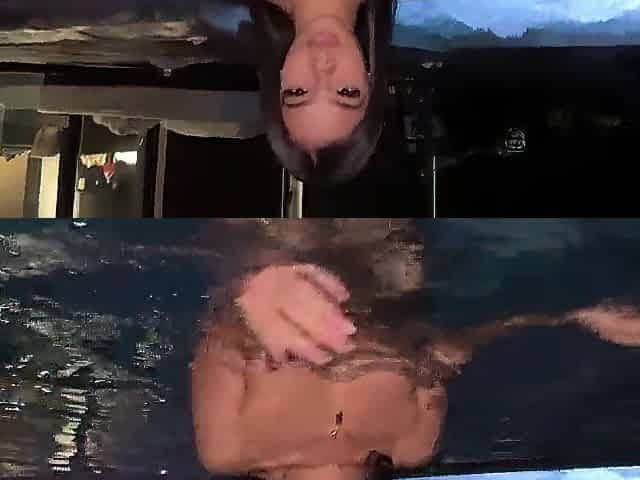 I invited her to the pool to bang her and cum on her round butt!