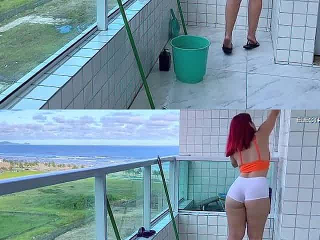 The superlatively good maid I've ever seen, that babe wore these shorts to tease me, I got so turned on.