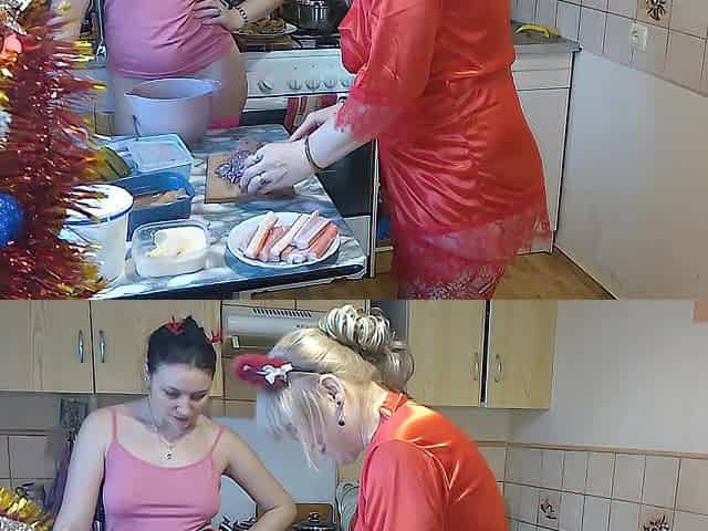 Erotic Recent Year's Eve cooking in a strap and pretty underware