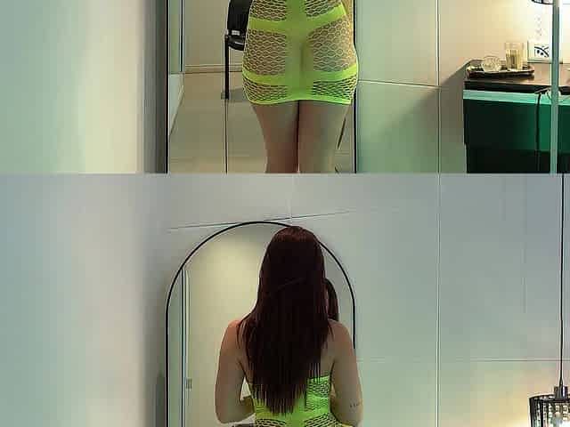 Fleshly Mirror Striptease and Walking In nature's garb to the Camera