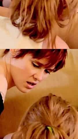 Threesome lesbian action with strapon