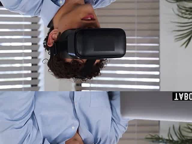 Latin chick mother I'd like to fuck maid walks in on office workers using VR goggles to get off