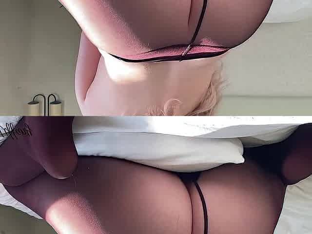 edging pillow humping in hawt red hose