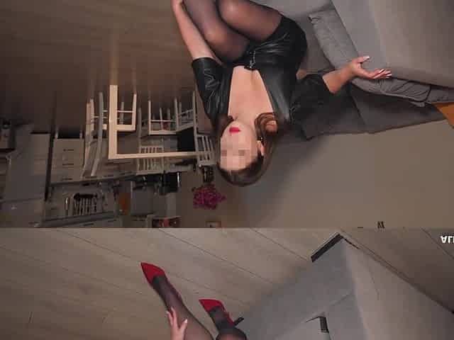 Red Heels & Ebony Hose Tease - Intensive Oral job Ending with Cum on My Legs