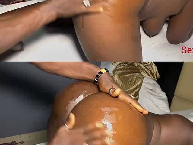 Sexy black enjoying doggy