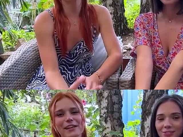 German girls enjoy public fingering