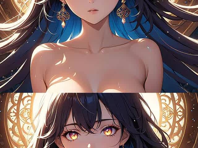 Soft Starlight a Beautiful Young Woman with Glowing Eyes in Animated Style