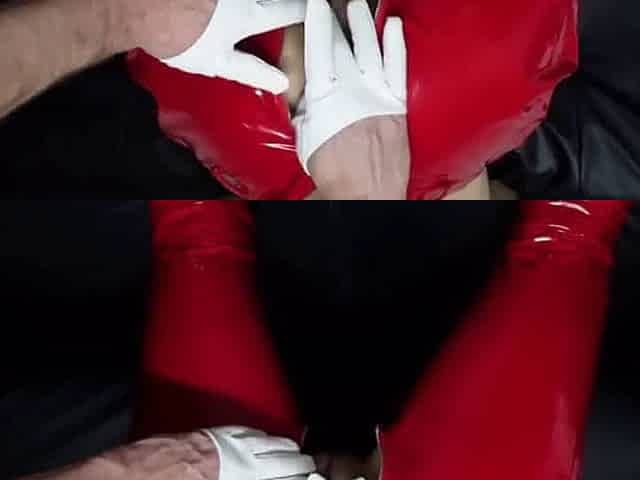 Skinny Girlfriend in Latex Pants Loves Fisting