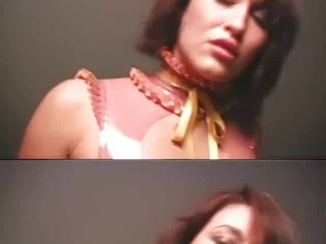 Latex Disrobe Tease and Twat Rubbing