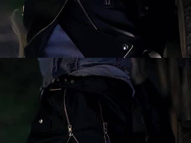 Outdoor Fellatio in the Forest in Levis Jeans and Leather Jacket
