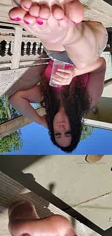 Hot brunette foot fetish play
