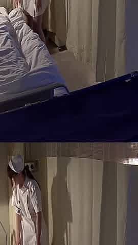 Japanese nurse gets her hairy pussy pleased by a guy in the hospital