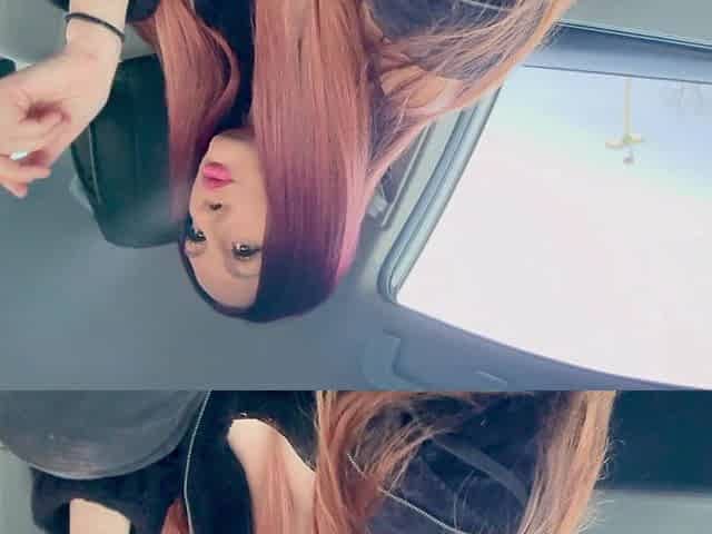 Italian Long Hair Big Tits MILF Cigarette Smoking in the Car Showing Her Nipple