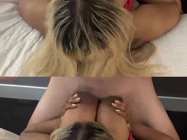 Riya Racks Blowjob Titfuck In Red Lingerie
