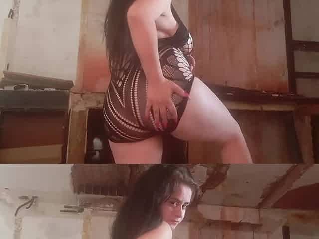 Farting in an Abandoned House Wearing a Short, Transparent, Sexy Fishnet Dress