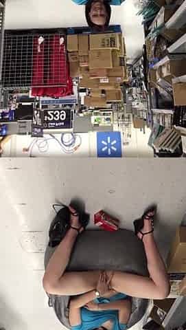 Doxy wife flashing and fingering twat in public store