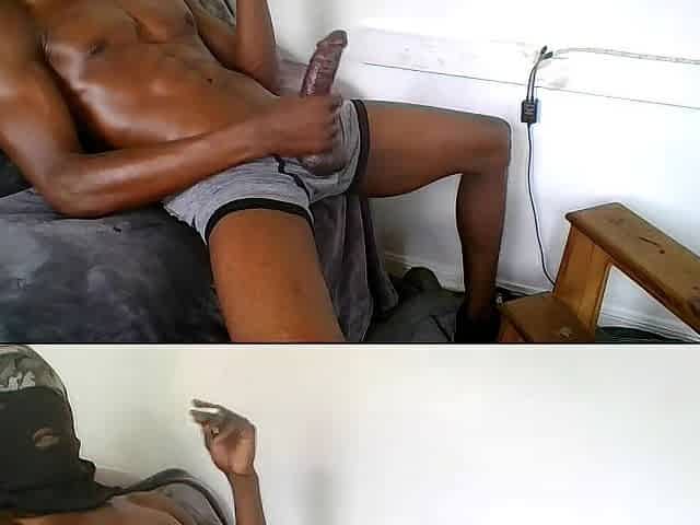Chilling, smokin', jacking my large ebony rod pt.two Giant cumload!
